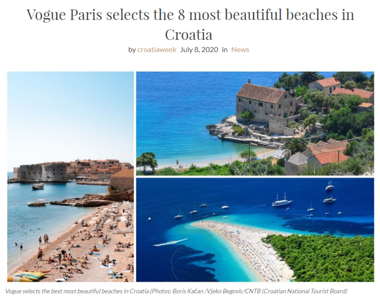 Vogue Paris selects the 8 most beautiful beaches in Croatia